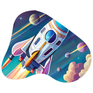Illustration of a rocket in space