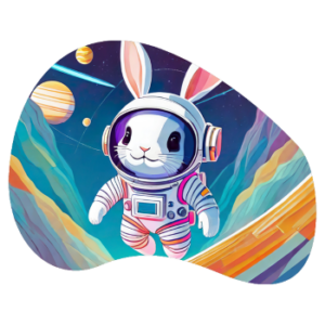Illustration of a rabbit in space